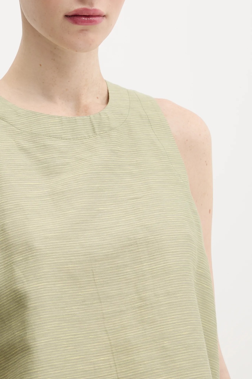 Μπλούζα με μείγμα από λινό United Colors of Benetton γυναικεία, χρώμα: πράσινο, 5YPVDQ0BL φωτογραφία