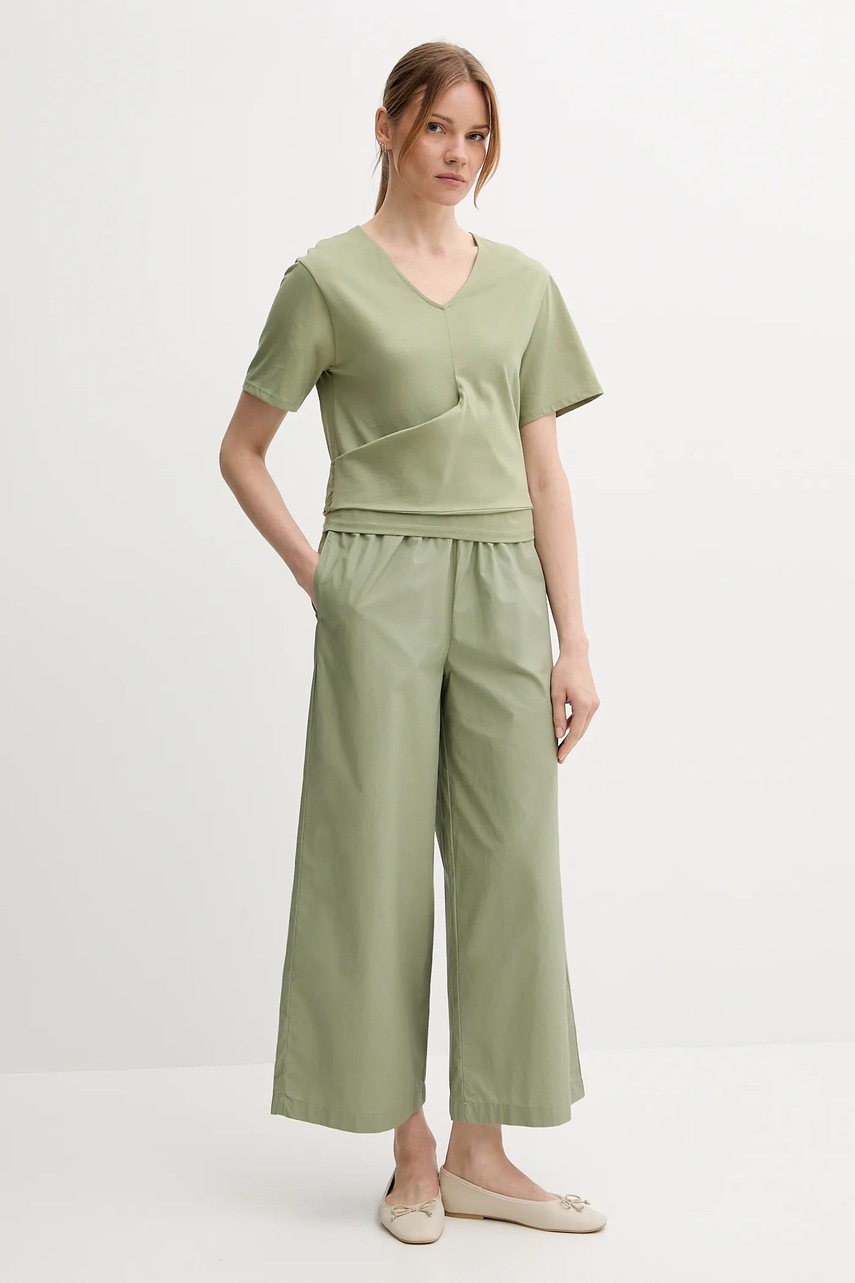 Хлопковая футболка United Colors of Benetton цвет зелёный 3J5CD401R