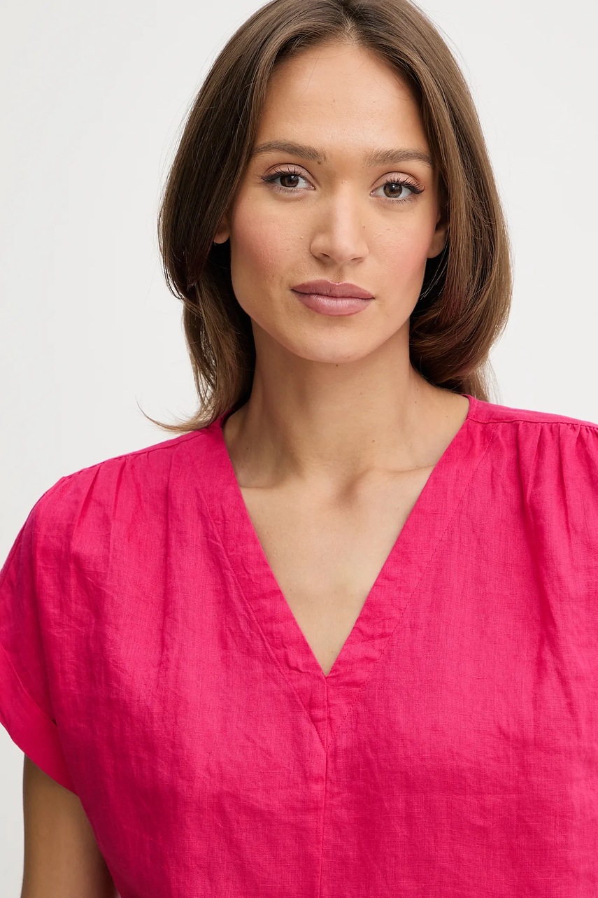 Λευκή μπλούζα United Colors of Benetton γυναικεία, χρώμα: ροζ, 5BMLDQ0BR φωτογραφία