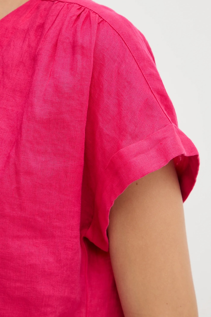 Λευκή μπλούζα United Colors of Benetton γυναικεία, χρώμα: ροζ, 5BMLDQ0BR φωτογραφία