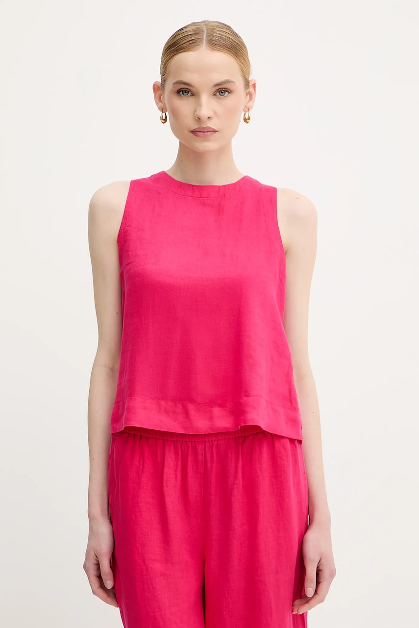 United Colors of Benetton bluza din in culoarea roz, uni, 5BMLDQ0BU