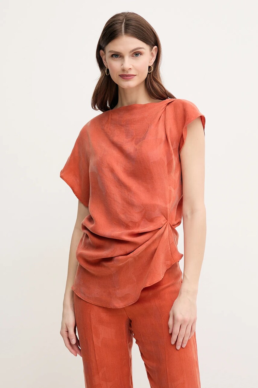 Hoss Intropia bluza femei, culoarea portocaliu, neted, 5879122