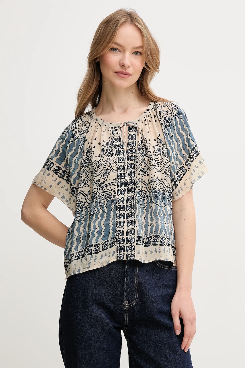 Hoss Intropia bluză femei, culoarea bej, cu imprimeu, 5879130