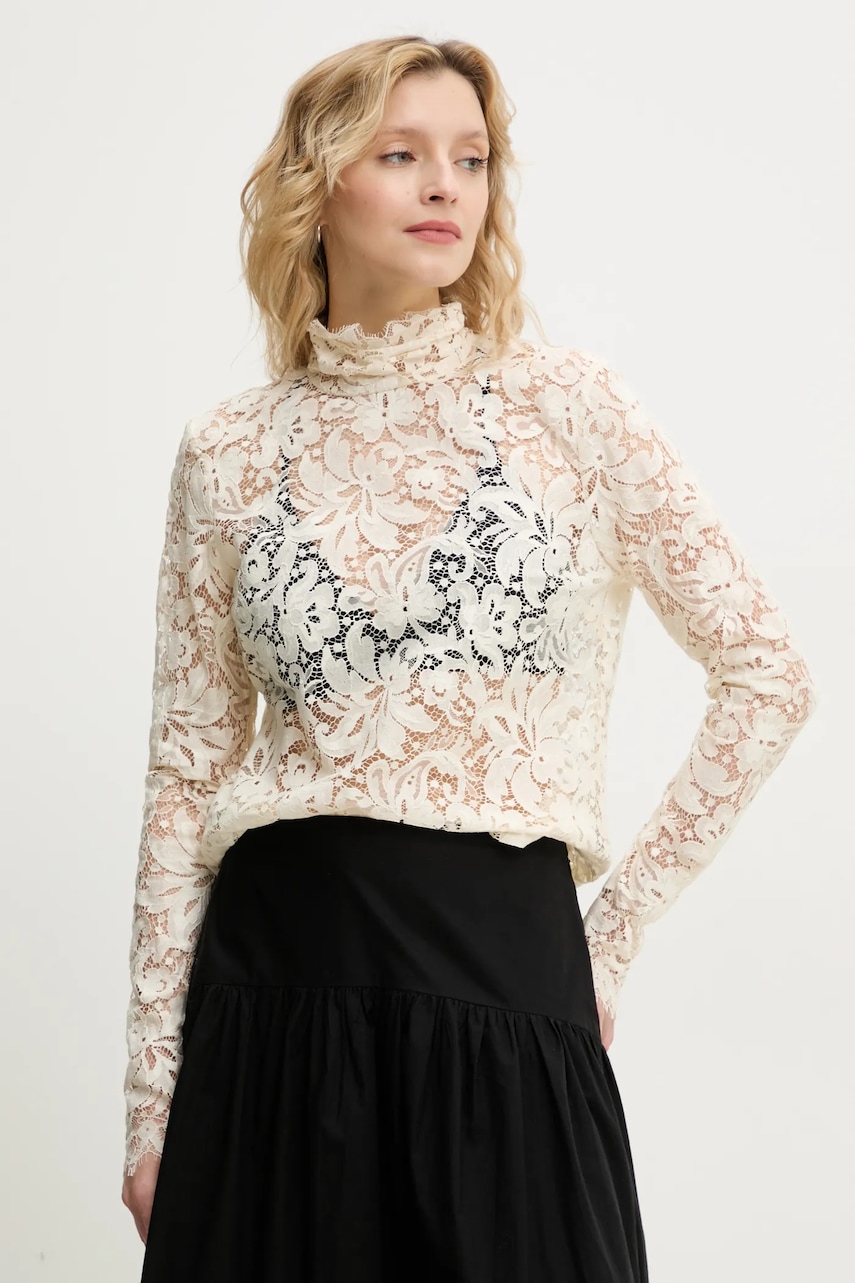 A.L.C. bluză Indy femei, culoarea bej, cu imprimeu, 5TOPS01793