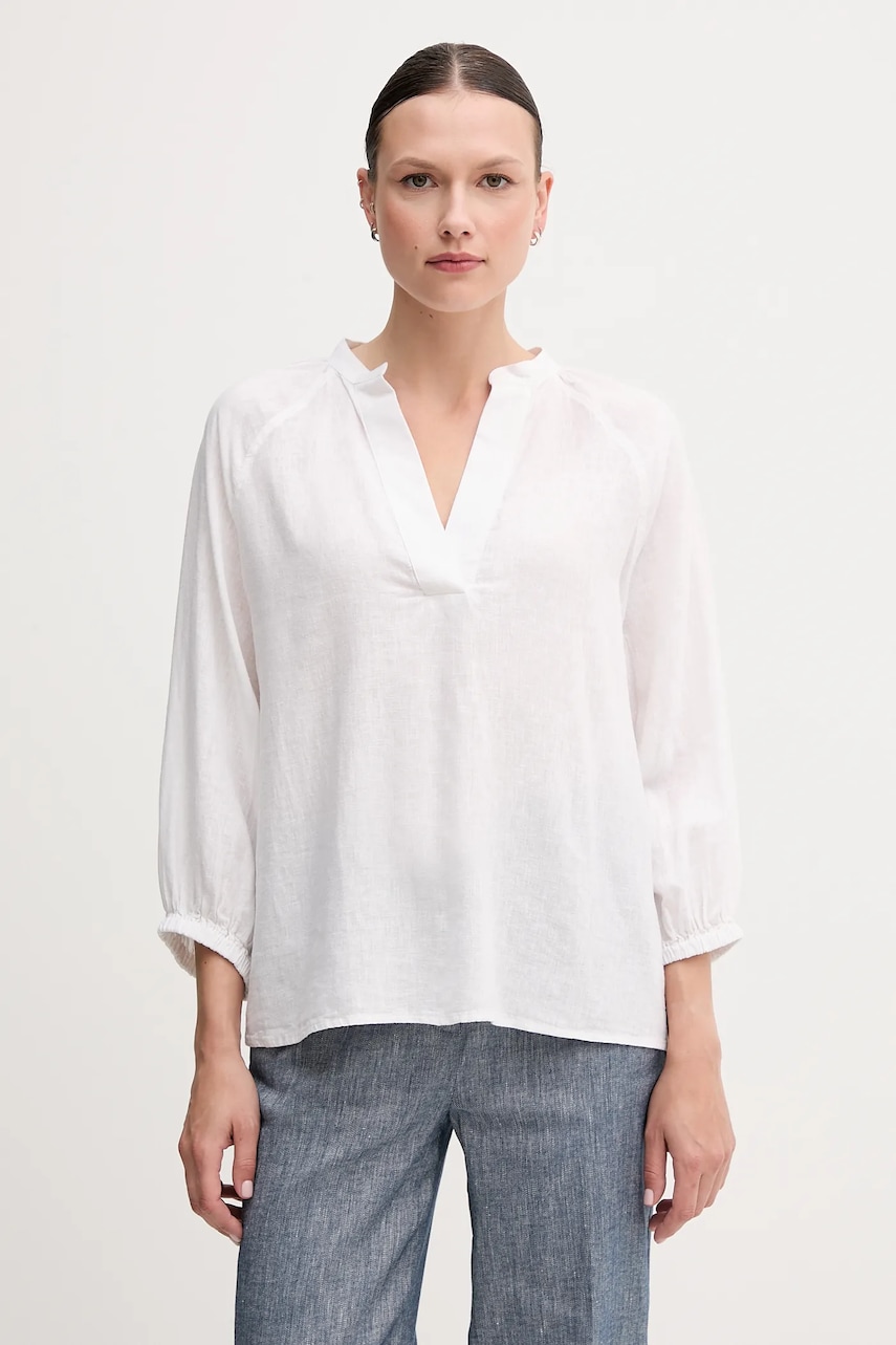 Gant bluza din in culoarea alb, neted, 4300475