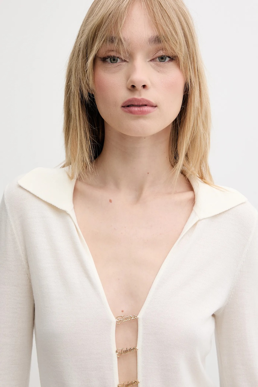 Μάλλινο πουλόβερ FROM FUTURE χρώμα: μπεζ, WTO02694 φωτογραφία