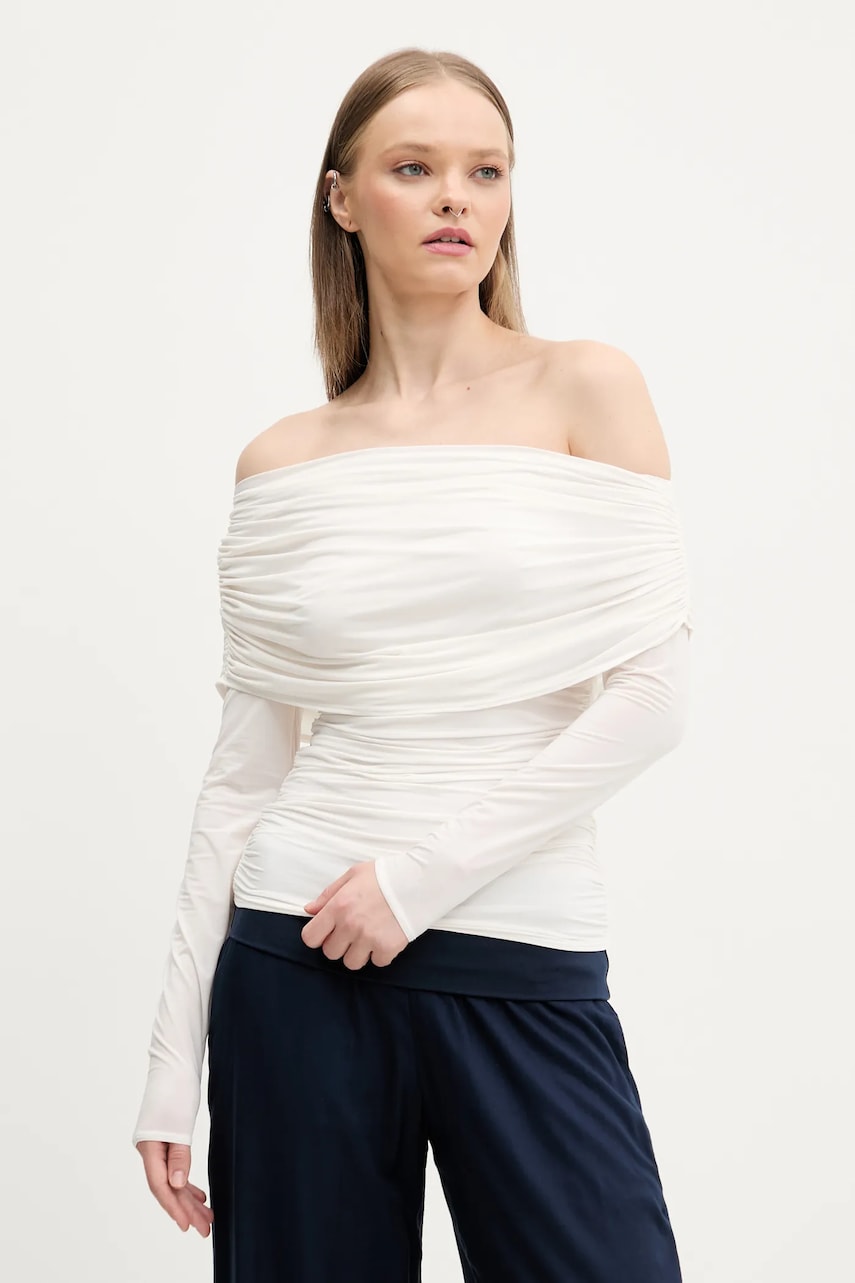 Abercrombie & Fitch bluza femei, culoarea bej, neted, KI139-5204 Abercrombie & Fitch bluza femei, culoarea bej, neted, KI139-5204
