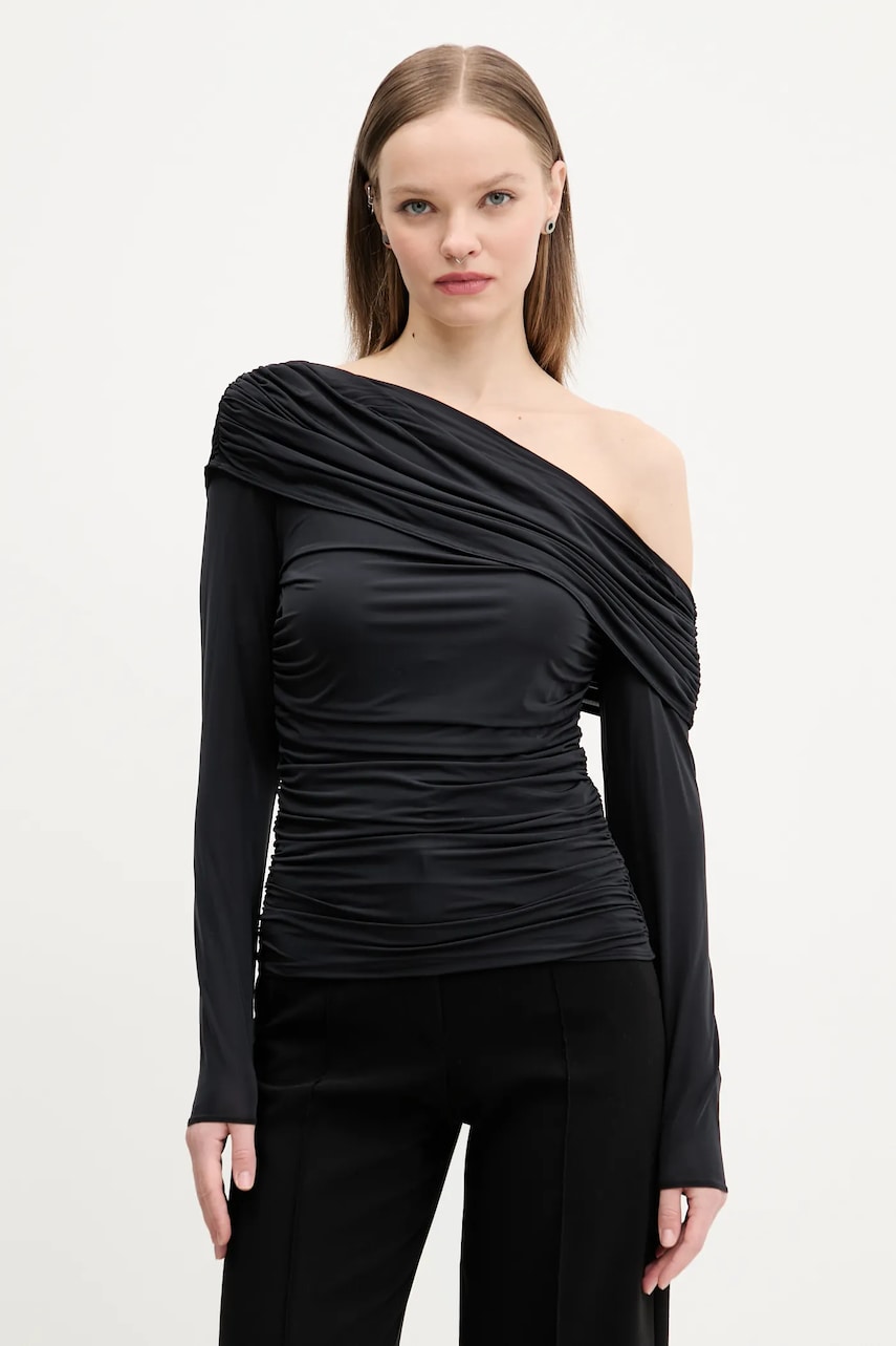 Abercrombie & Fitch bluza femei, culoarea negru, neted, KI139-5204 Abercrombie & Fitch bluza femei, culoarea negru, neted, KI139-5204