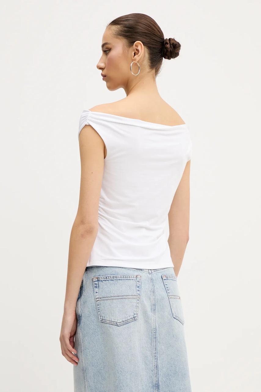 Abercrombie & Fitch t-shirt spanyol nyakkivágású, fehér, KI139-5576 termék 2. képe