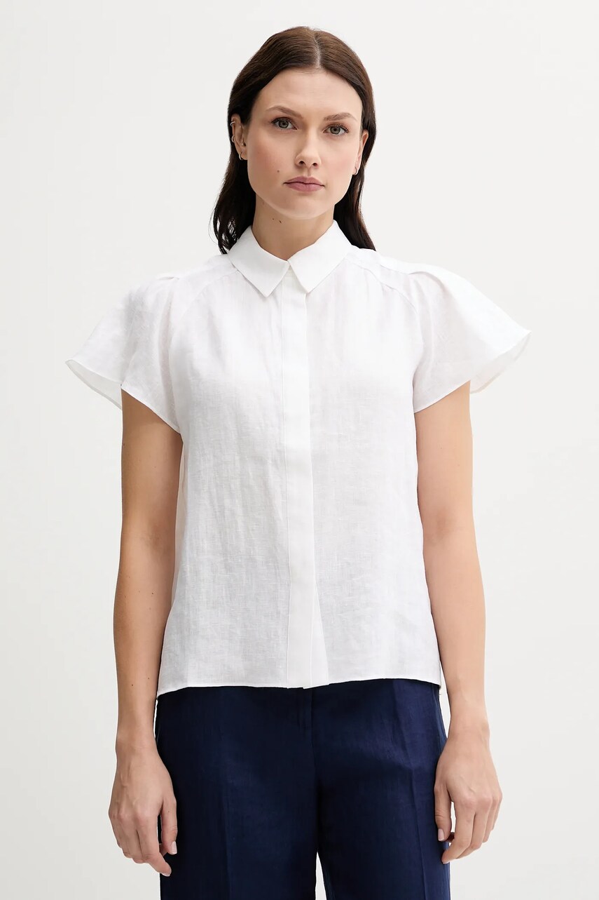Pedro del Hierro cămașă de in culoarea bej, cu guler clasic, relaxed, 7659075