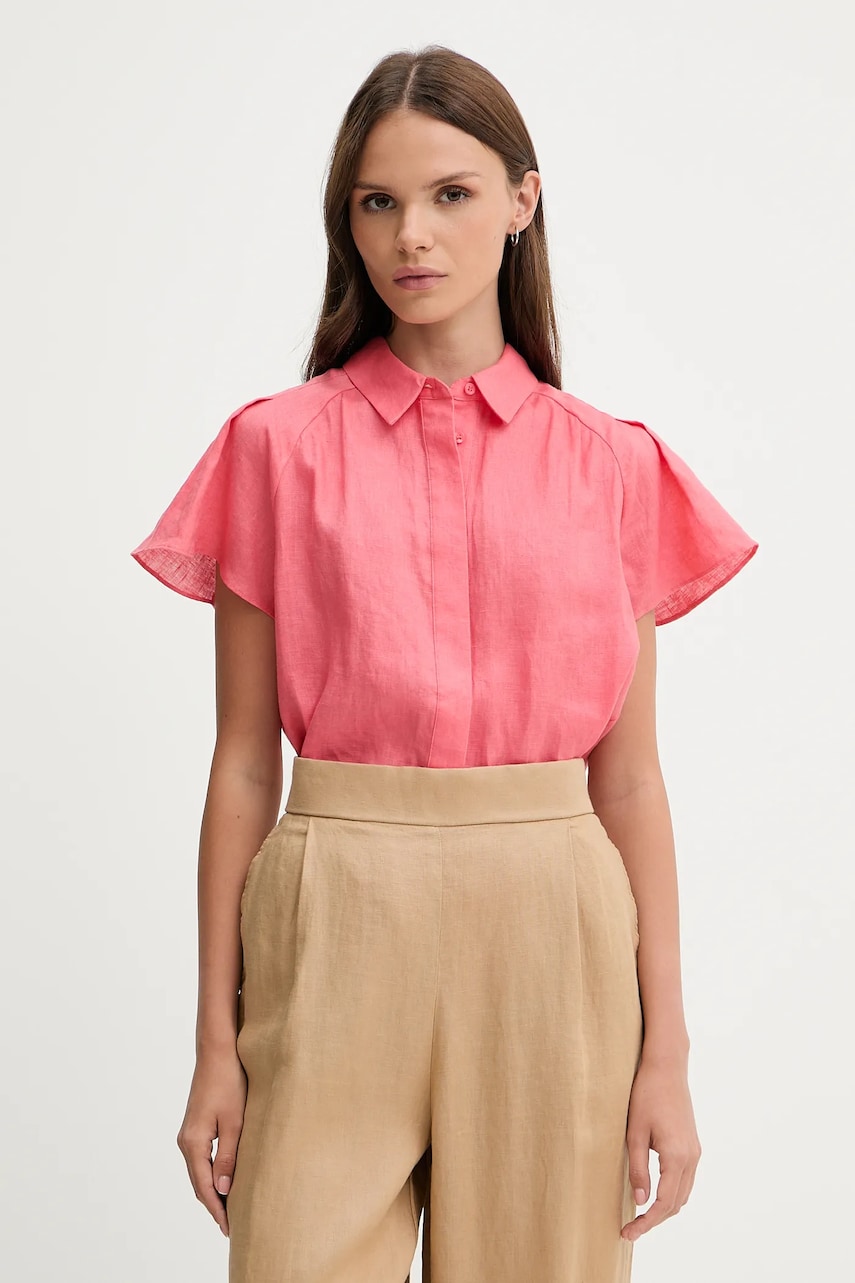 Pedro del Hierro cămașă de in culoarea roz, cu guler clasic, relaxed, 7659075