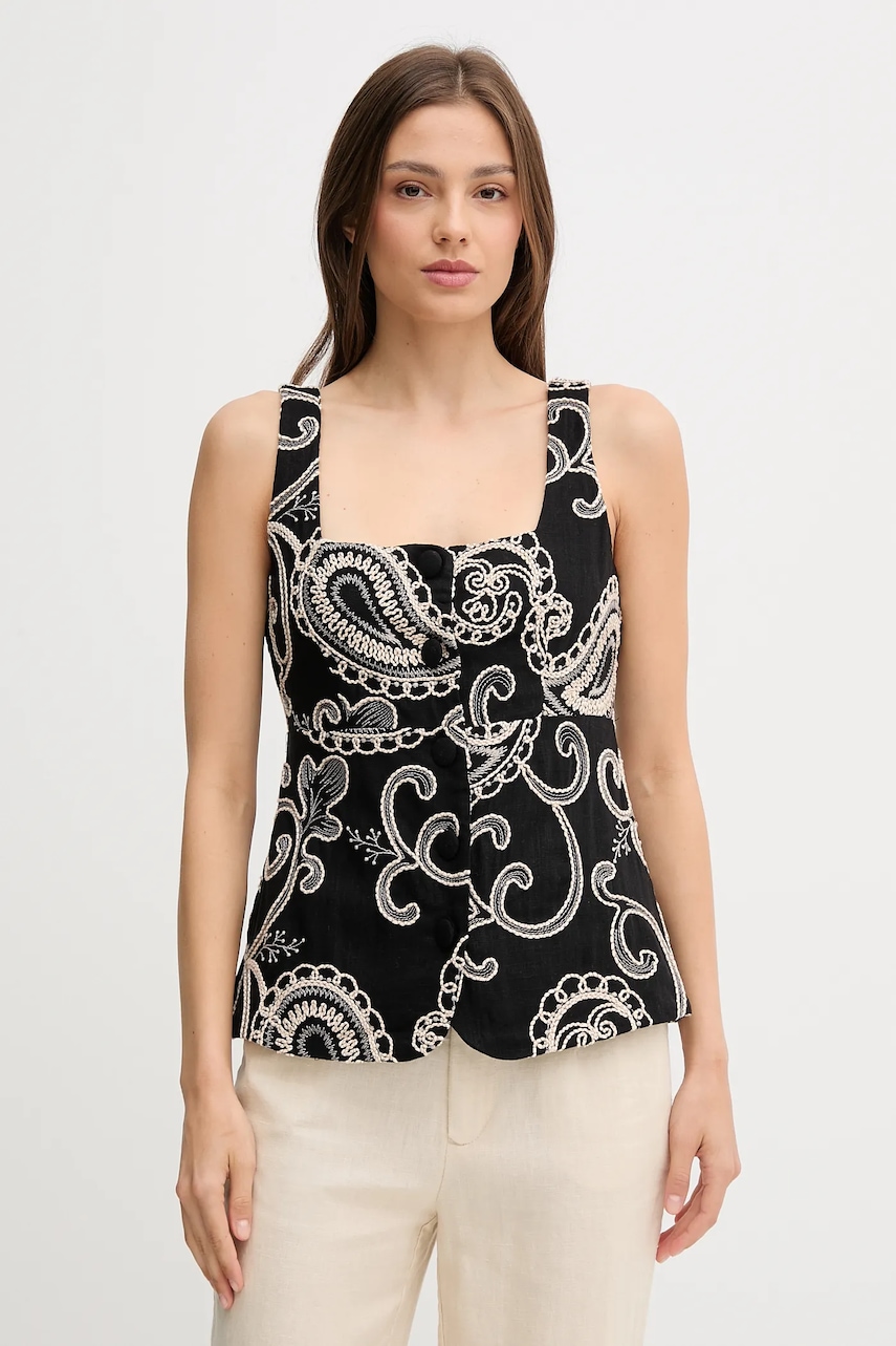 Pedro del Hierro bluză culoarea negru, cu imprimeu, 7659081