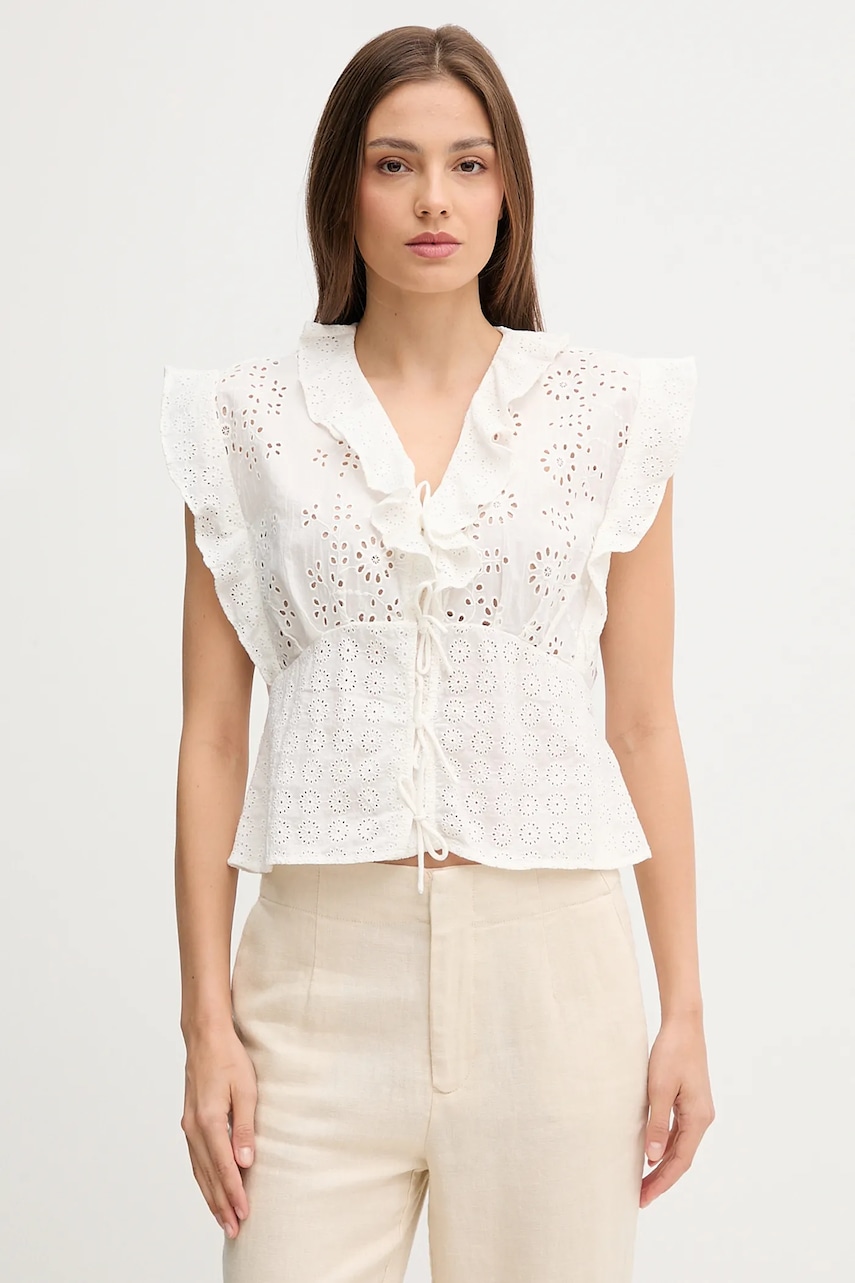 Pedro del Hierro bluză din bumbac culoarea alb, uni, 7659080