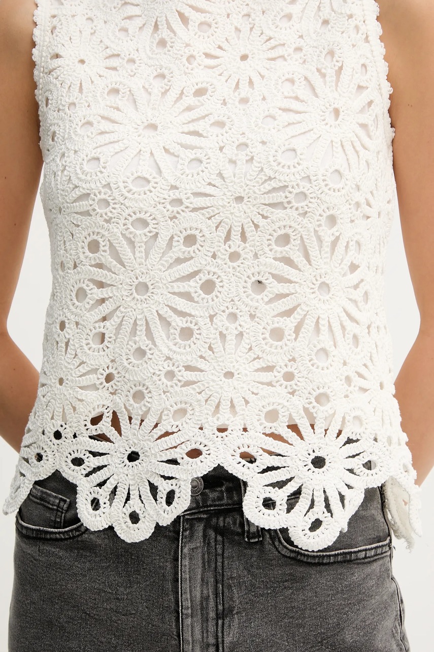 Βαμβακερή μπλούζα Pedro del Hierro γυναικεία, χρώμα: μπεζ, 7659078 φωτογραφία