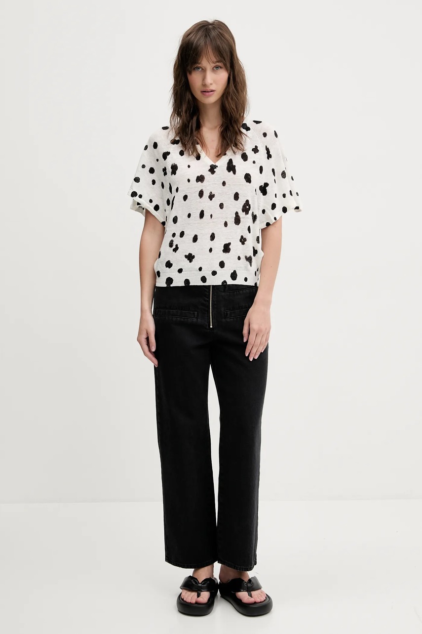 Λινό πουλόβερ Bimba Y Lola χρώμα: μπεζ, 251BR7271.10141 φωτογραφία