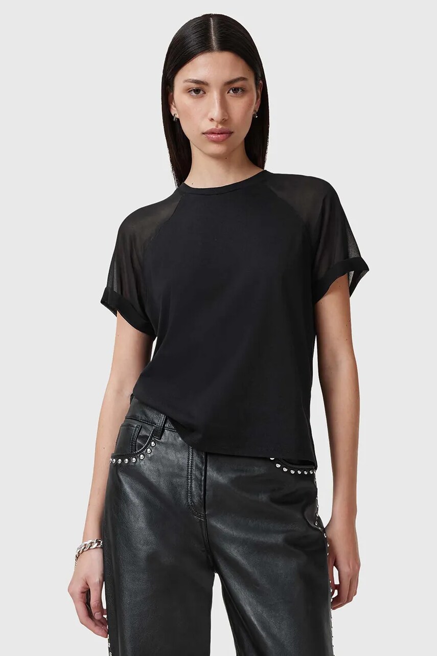 Levně Halenka AllSaints ANNIE dámská, černá barva, hladká, W005JC