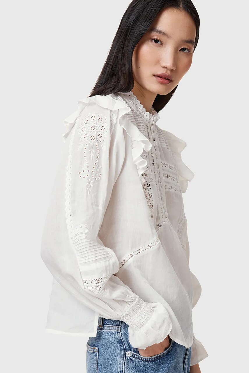 AllSaints blúz pamutból HEATHER fehér, női, sima, W038PC termék 2. képe