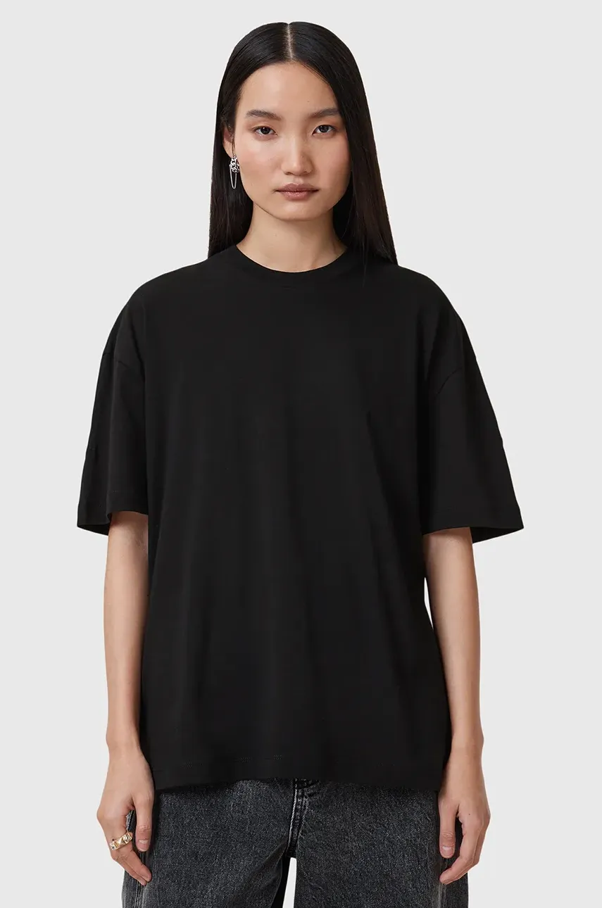 Хлопковая футболка AllSaints FUSE ETTA женские цвет чёрный W071JC Хлопковая футболка AllSaints FUSE ETTA женские цвет чёрный W071JC