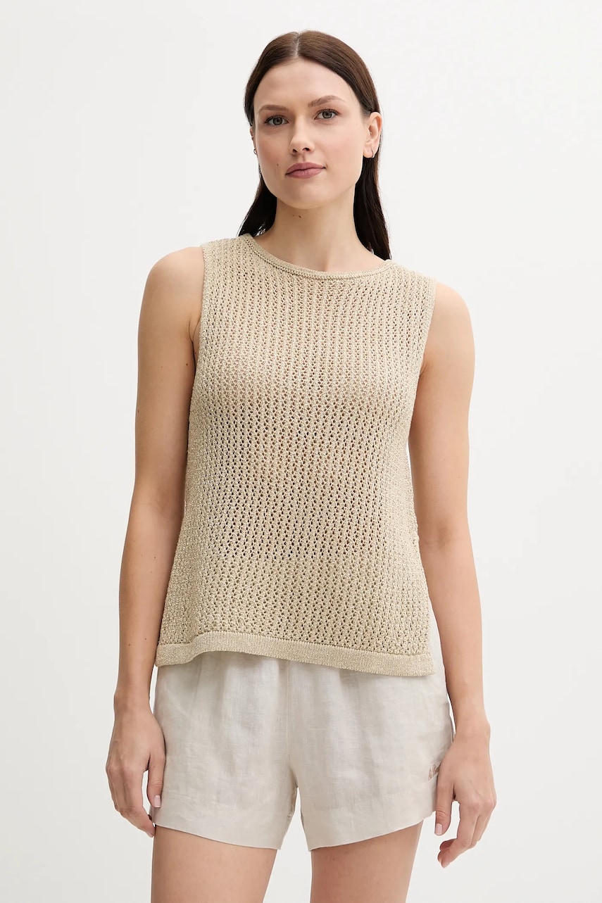 United Colors of Benetton top culoarea bej, 11365H007