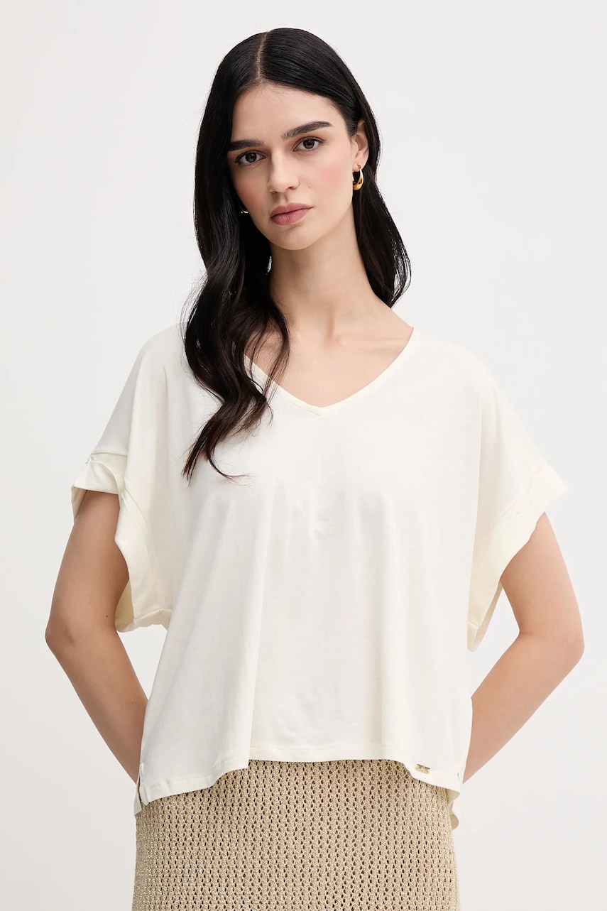 

Тениска United Colors of Benetton дамска в бежово 3Q225M005, Бежов