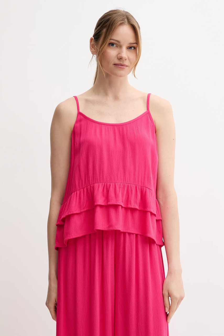 United Colors of Benetton bluză culoarea roz, uni, 4VW95H00B