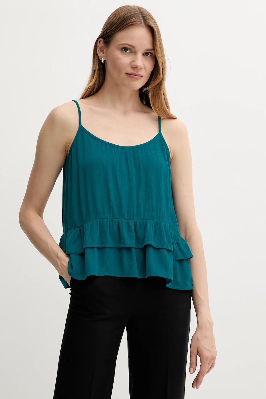 United Colors of Benetton bluză culoarea turcoaz, uni, 4VW95H00B