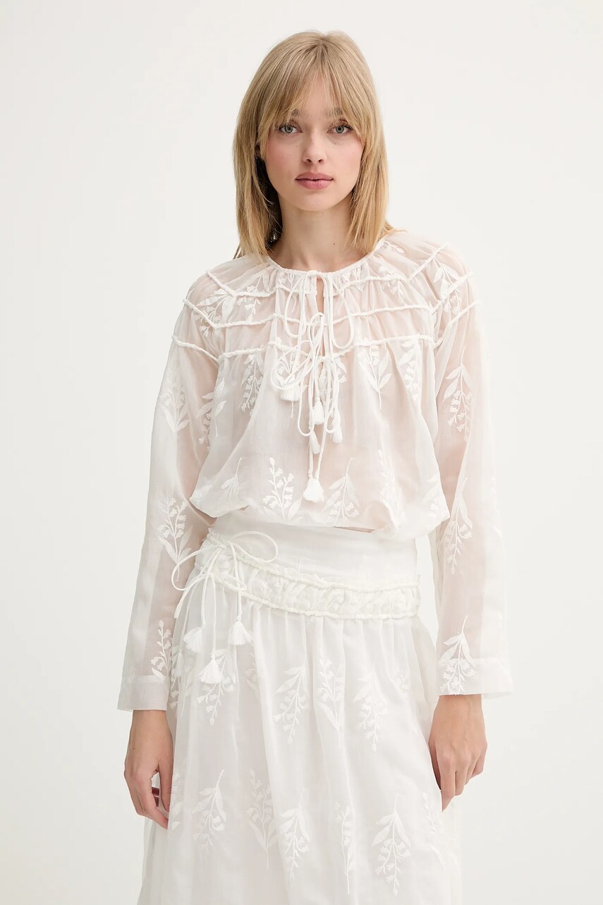 MUNTHE bluza UZZA culoarea alb, cu imprimeu, 255102525525
