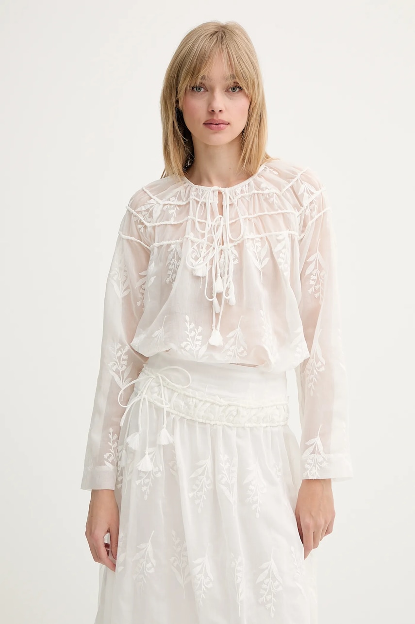 MUNTHE bluză UZZA culoarea alb, cu imprimeu, 255102525525