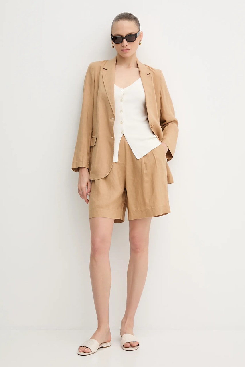 Блузка Sisley цвет бежевый однотонная 1084MH00G