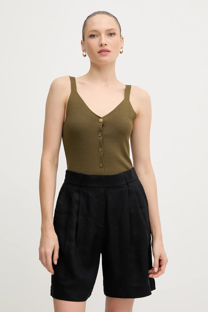 Sisley bluza culoarea verde, uni, 1084MH00G
