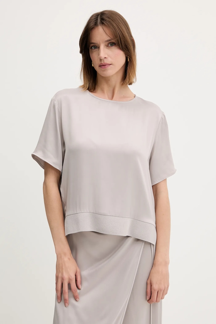 Sisley bluză culoarea gri, uni, 52BZLQ093