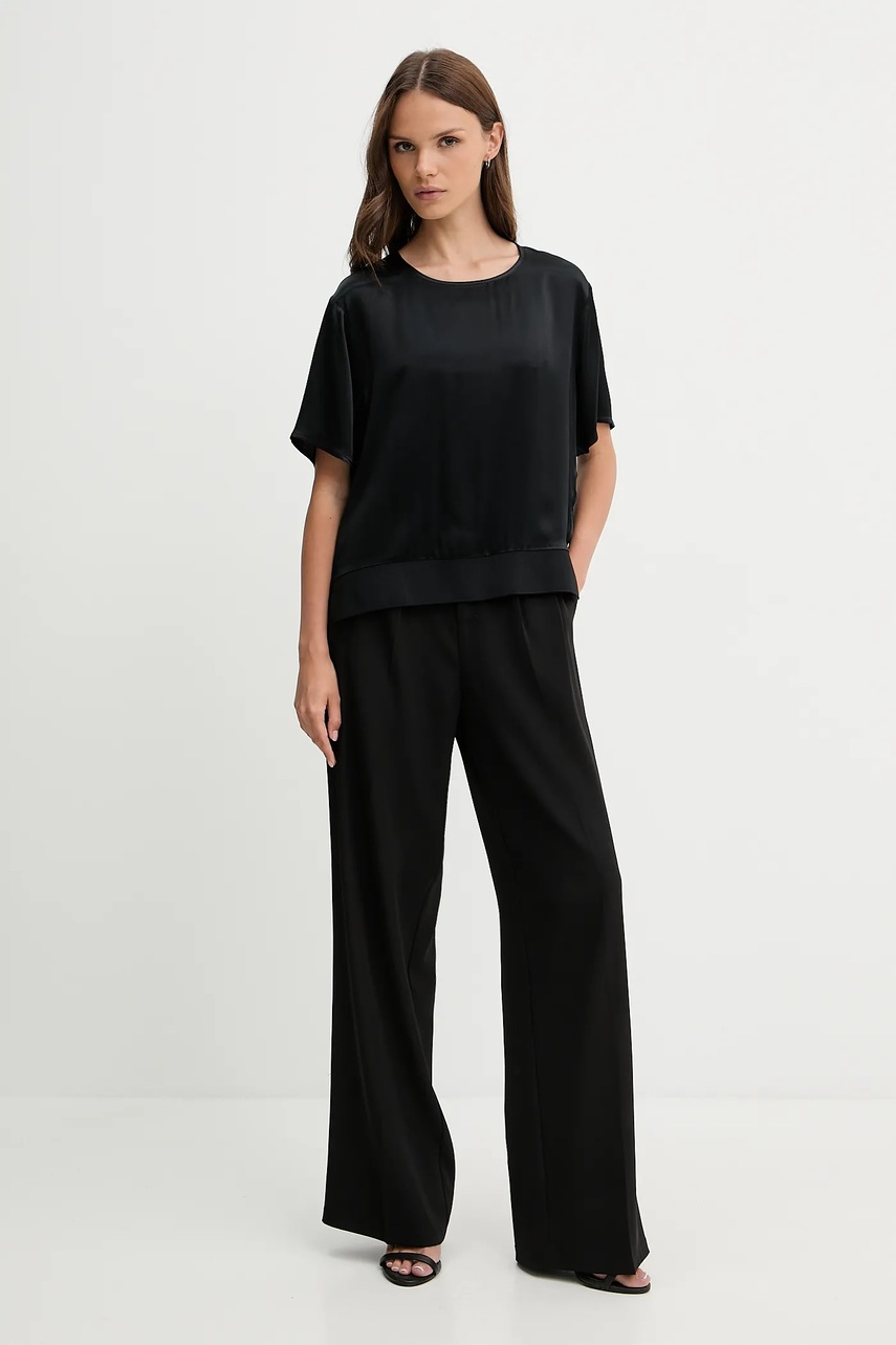 Блузка Sisley цвет чёрный однотонная 52BZLQ093