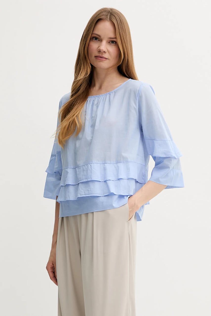 Sisley bluză din bumbac uni, 5HO1LQ08T