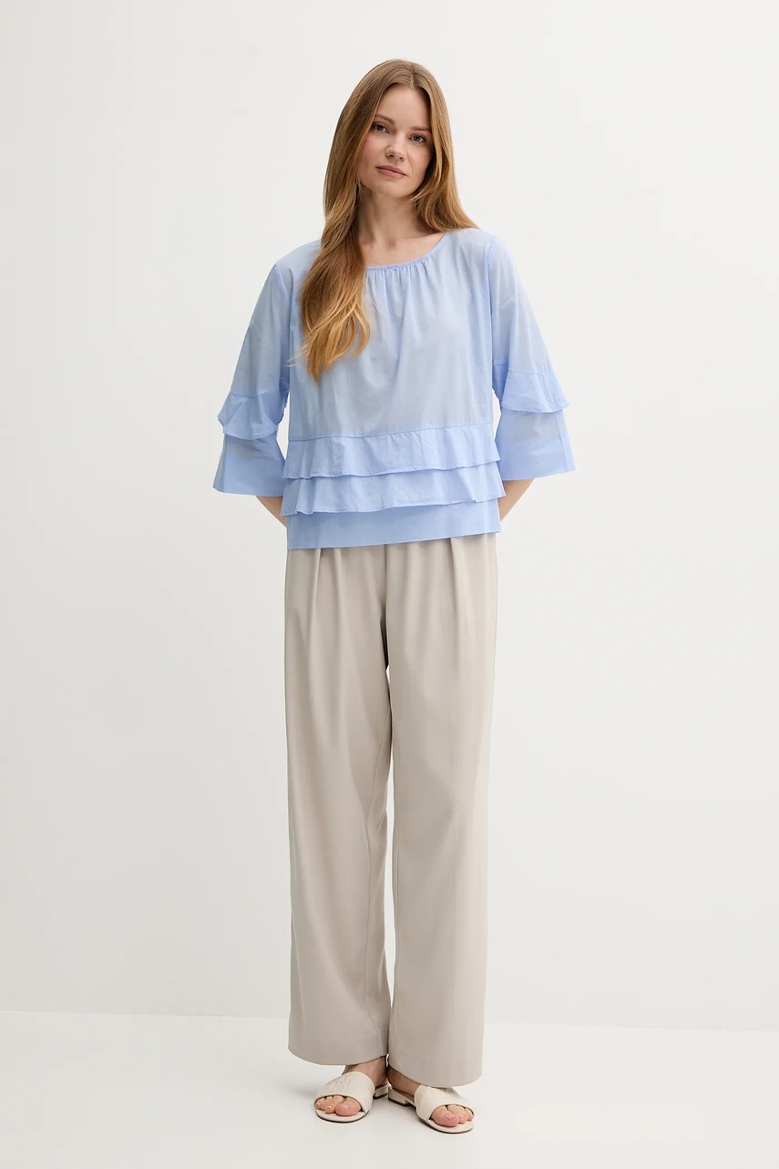 Хлопковая блузка Sisley однотонная 5HO1LQ08T