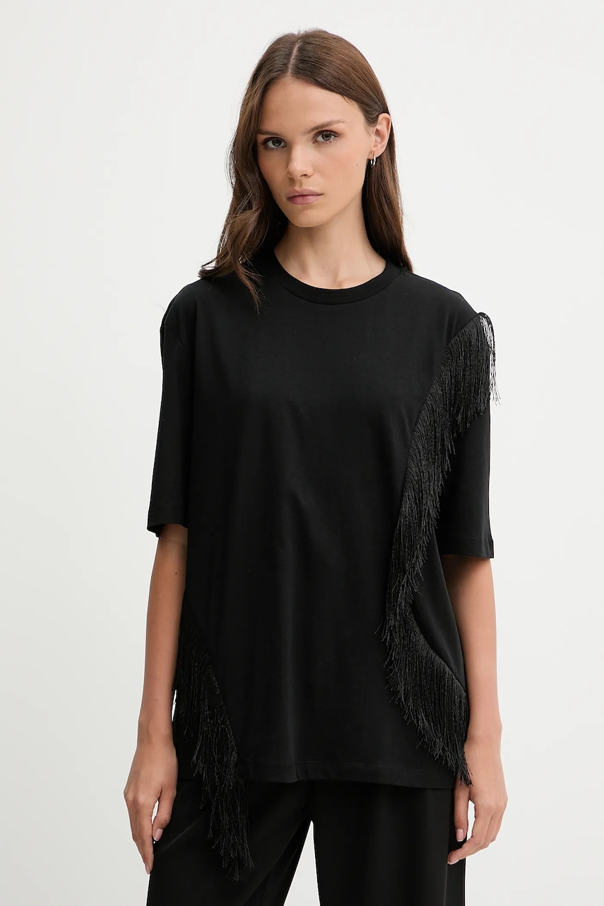 Sisley tricou din bumbac culoarea negru, 3F8NL107B