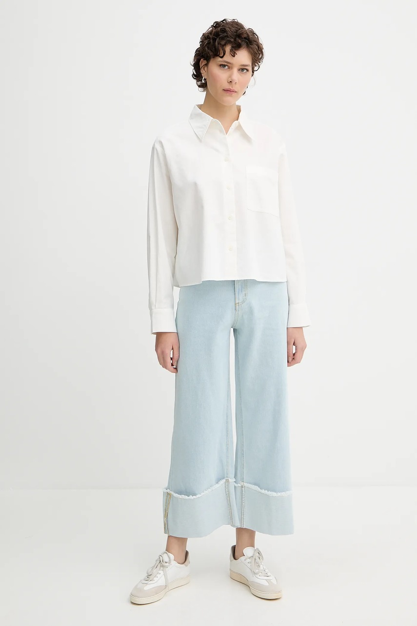 Хлопковая рубашка Marc OPolo цвет белый relaxed классический воротник 5000005561