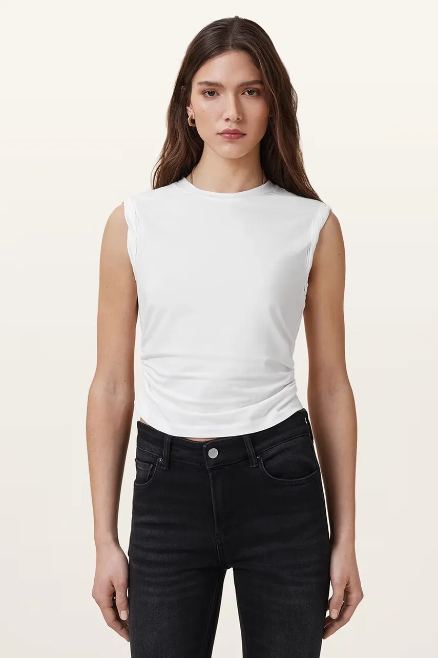 Levně Halenka AllSaints WEST dámská, bílá barva, hladká, W214JA