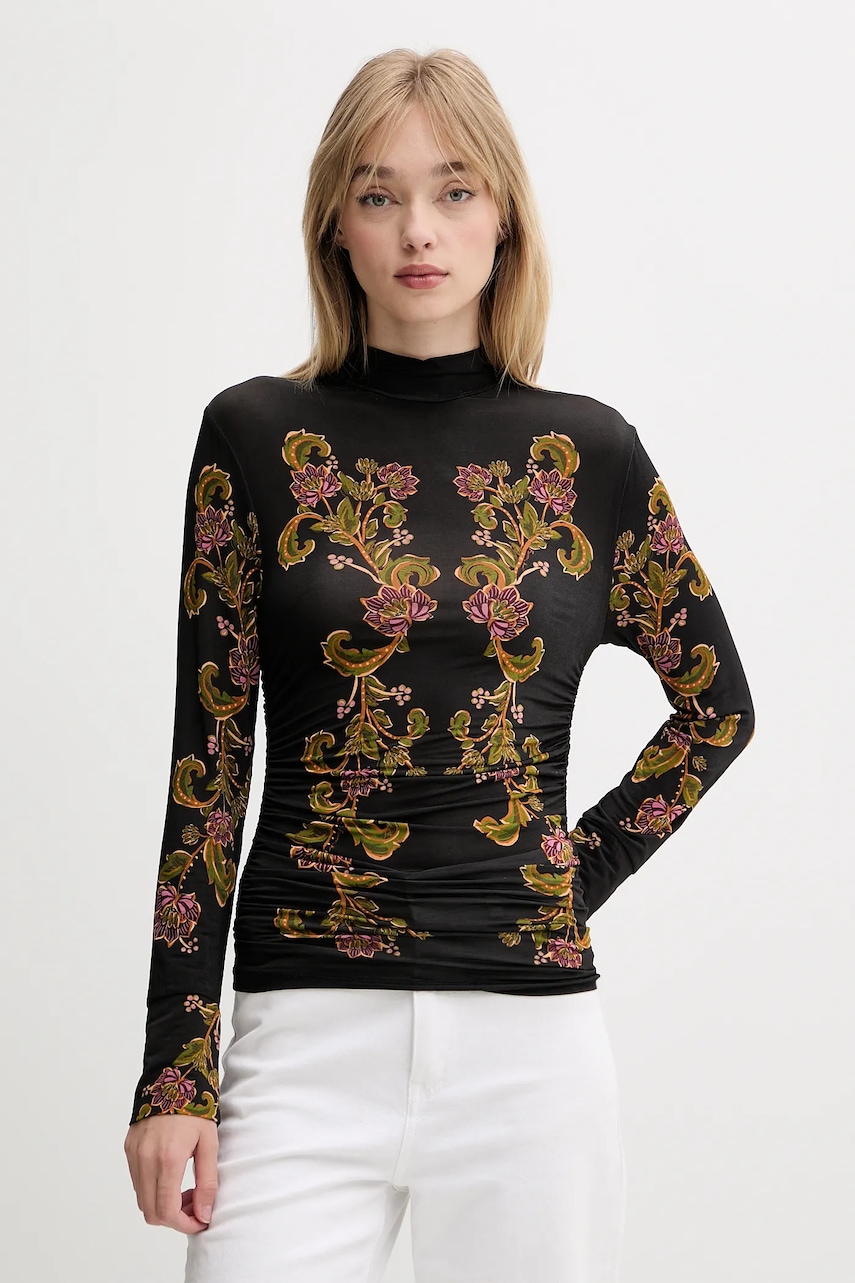 Farm Rio bluză culoarea negru, cu imprimeu, 338307