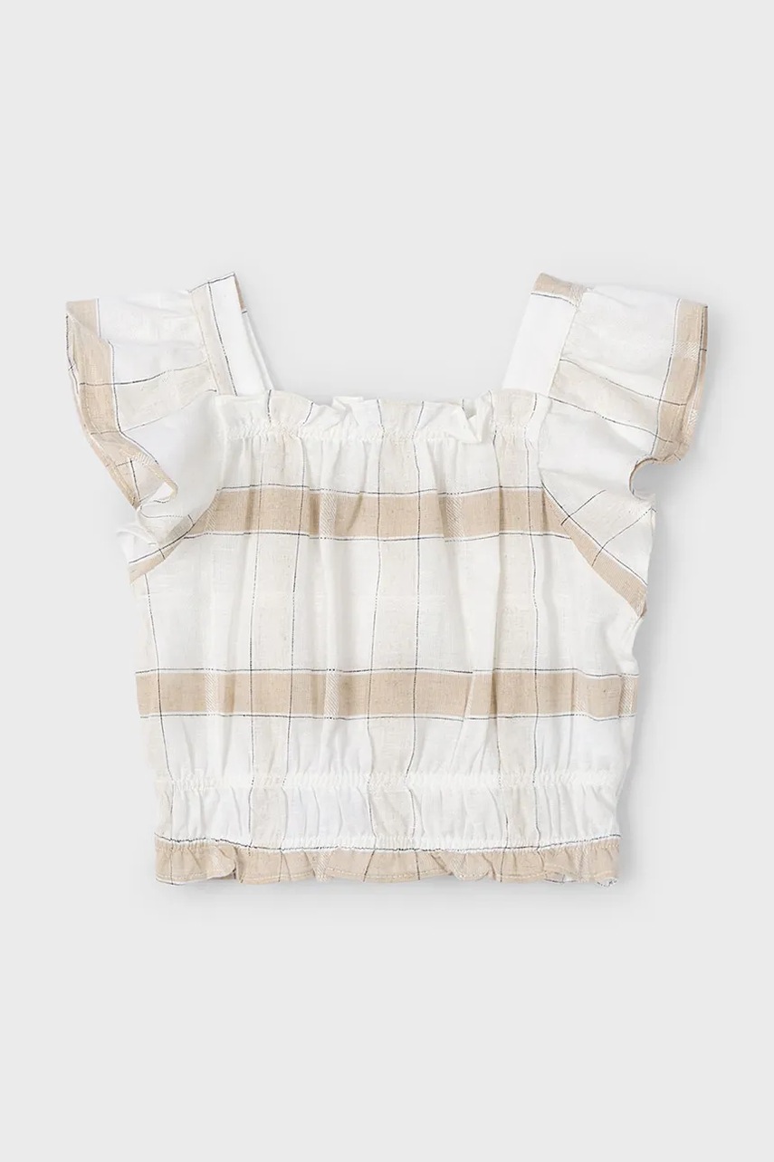 Детская льняная блузка Mayoral цвет бежевый узор 3183 в Ивано-Франковске Детская льняная блузка Mayoral цвет бежевый узор 3183 в Ивано-Франковске