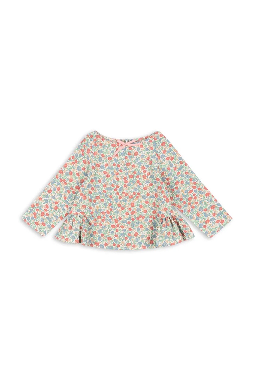 Детская блузка Konges Sløjd ELIN BOW BLOUSE GOTS цвет бирюзовый узор KS102432