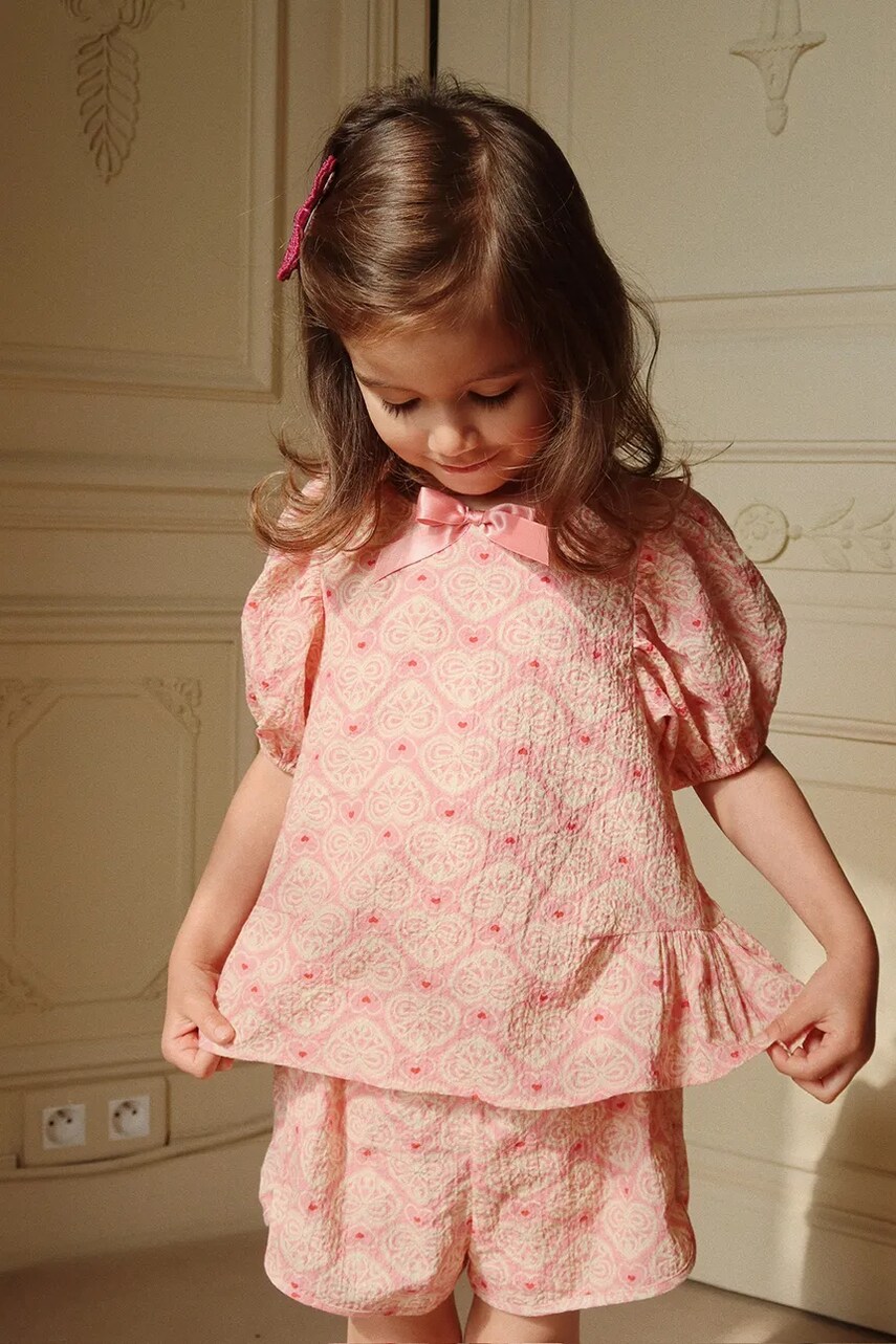 Konges Sløjd bluza copii AVA SS BLOUSE GOTS culoarea roz, modelator, KS102445