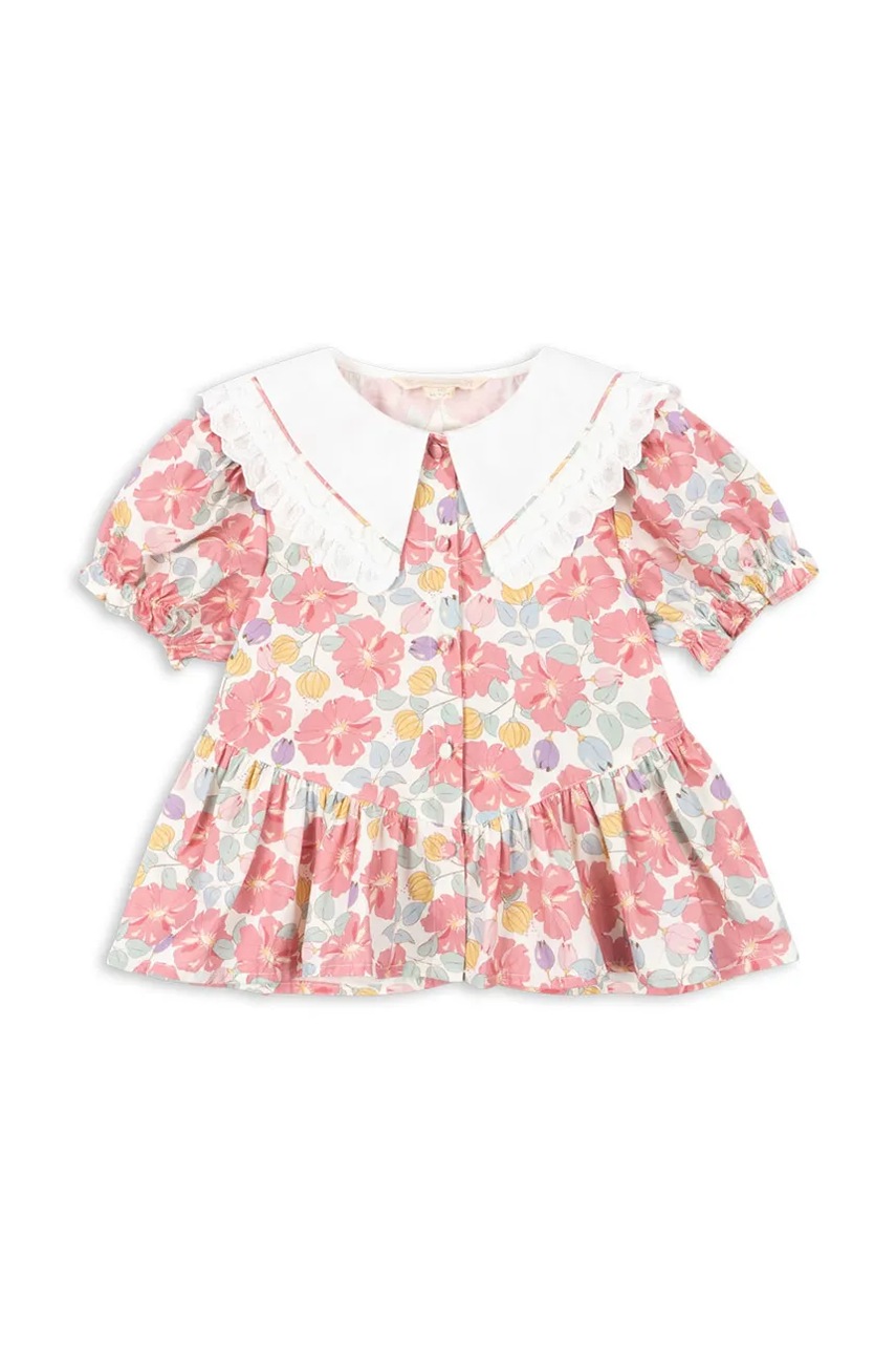 Детская хлопковая блузка Konges Sløjd COEUR COLLAR SHIRT GOTS цвет розовый узор KS102850 Детская хлопковая блузка Konges Sløjd COEUR COLLAR SHIRT GOTS цвет розовый узор KS102850