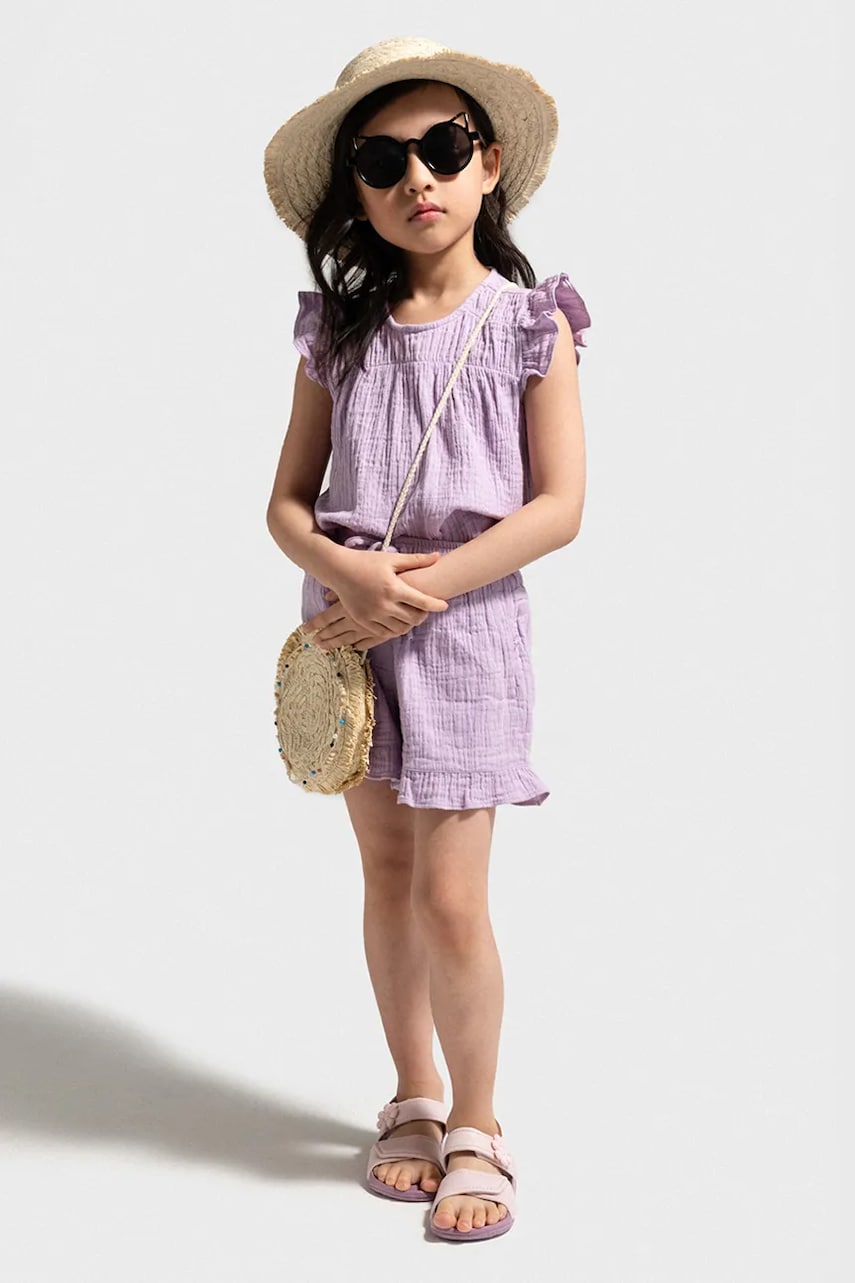 Coccodrillo bluza de bumbac pentru copii culoarea violet, uni, INSIDE OCEAN GIRL KIDS