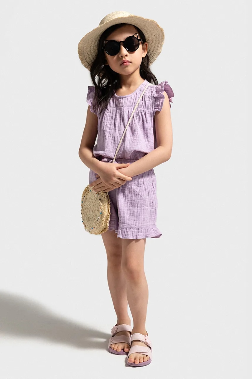 Coccodrillo bluză de bumbac pentru copii culoarea violet, uni, INSIDE OCEAN GIRL KIDS