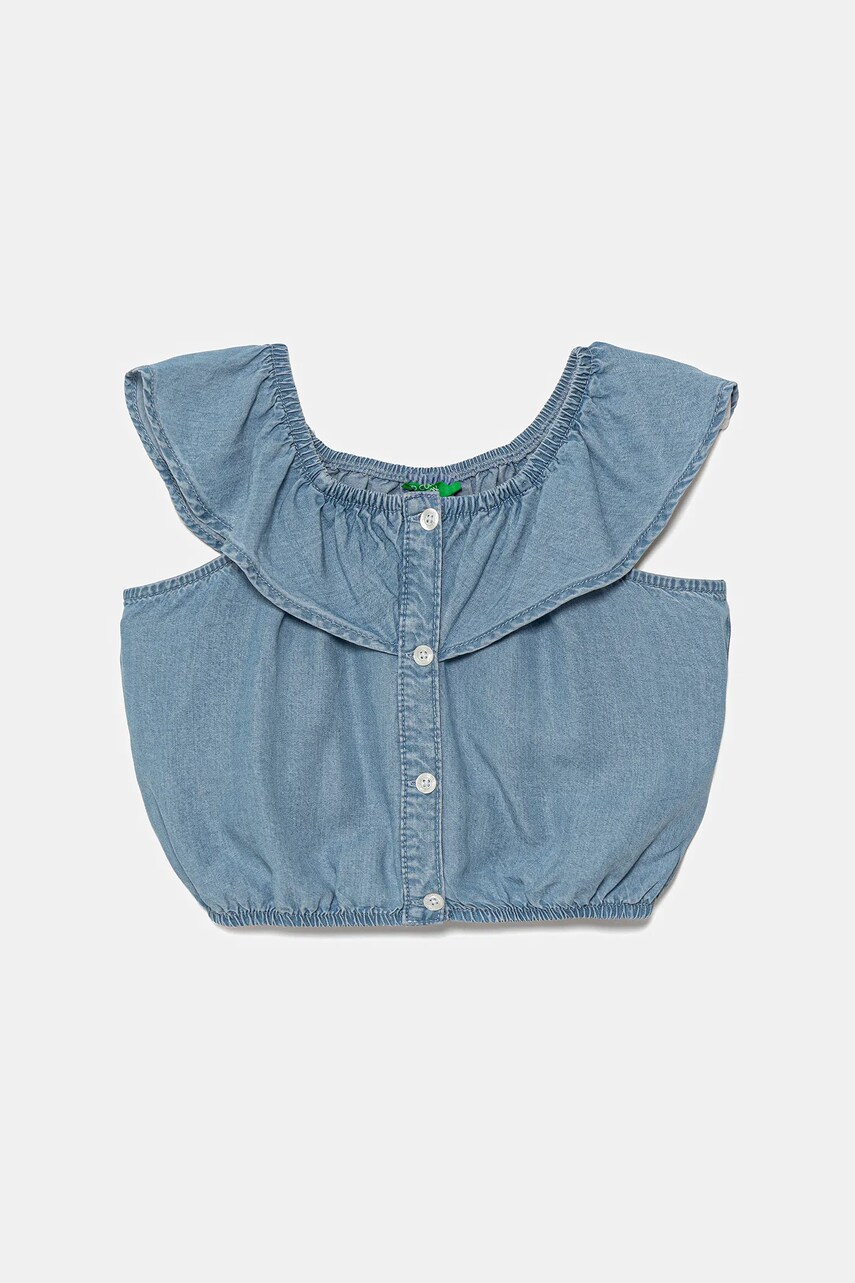 Levně Dětská halenka United Colors of Benetton modrá barva, hladká, 5FFKCQ047