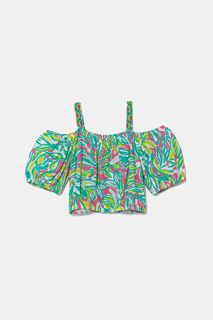 United Colors of Benetton bluză copii culoarea turcoaz, cu imprimeu, 5UIACH00F