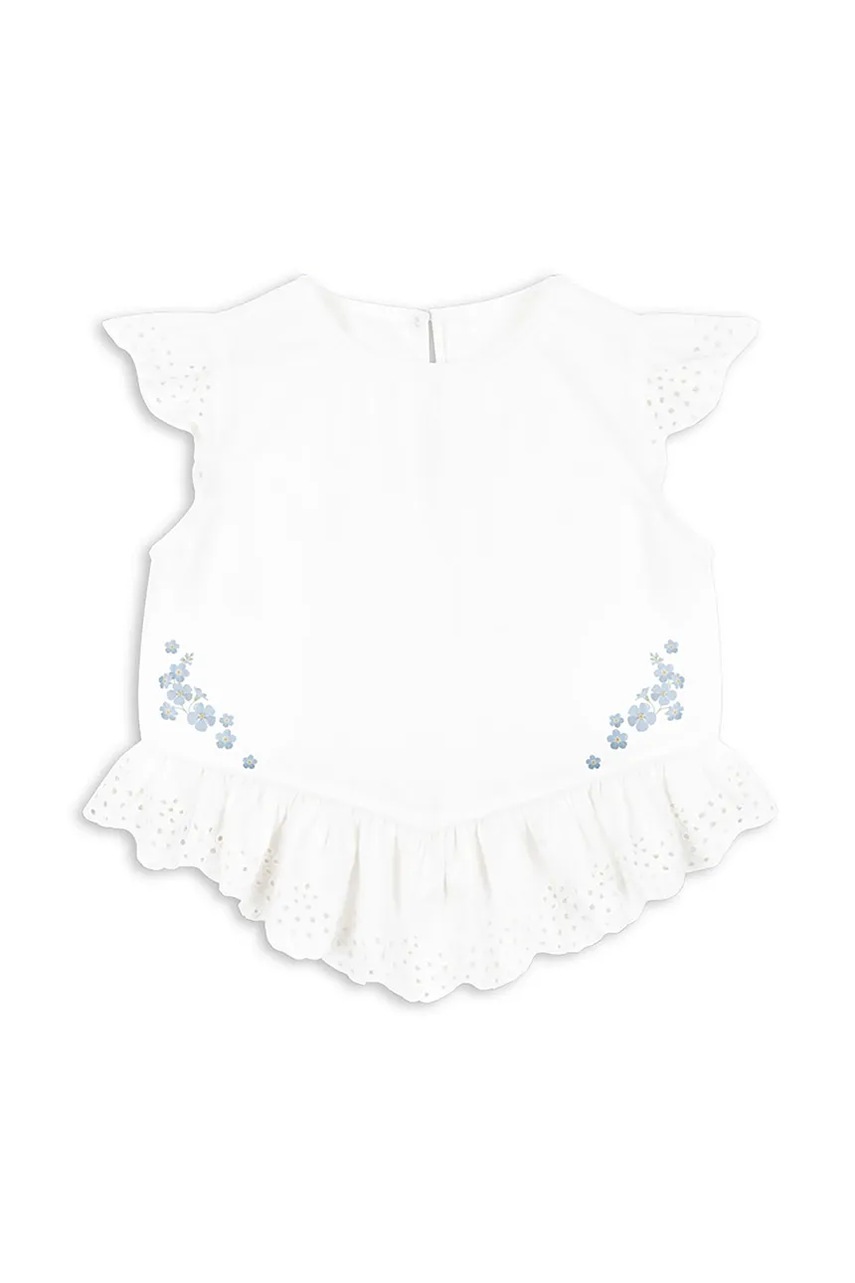 Детская хлопковая блузка Konges Sløjd RHW X KS FIORI TOP GOTS цвет белый однотонная Rosie Huntington Whiteley KS103599 Детская хлопковая блузка Konges Sløjd RHW X KS FIORI TOP GOTS цвет белый однотонная Rosie Huntington Whiteley KS103599