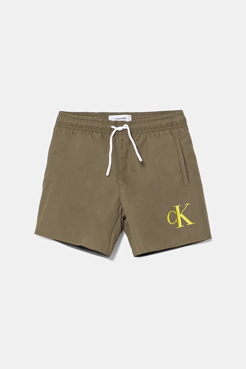 Levně Dětské plavkové šortky Calvin Klein Jeans zelená barva, KV0KV00056