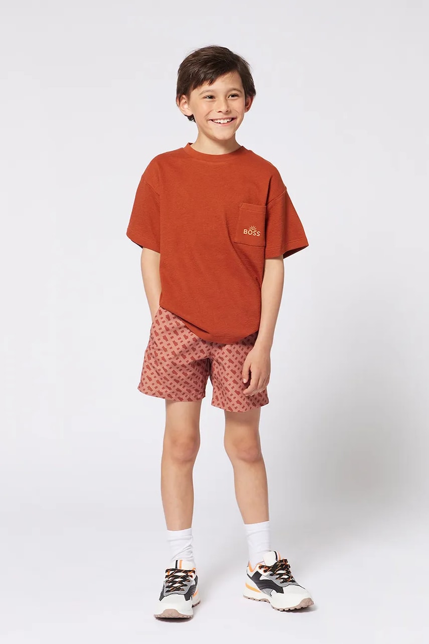BOSS pantaloni scurti de baie copii culoarea portocaliu, J51974