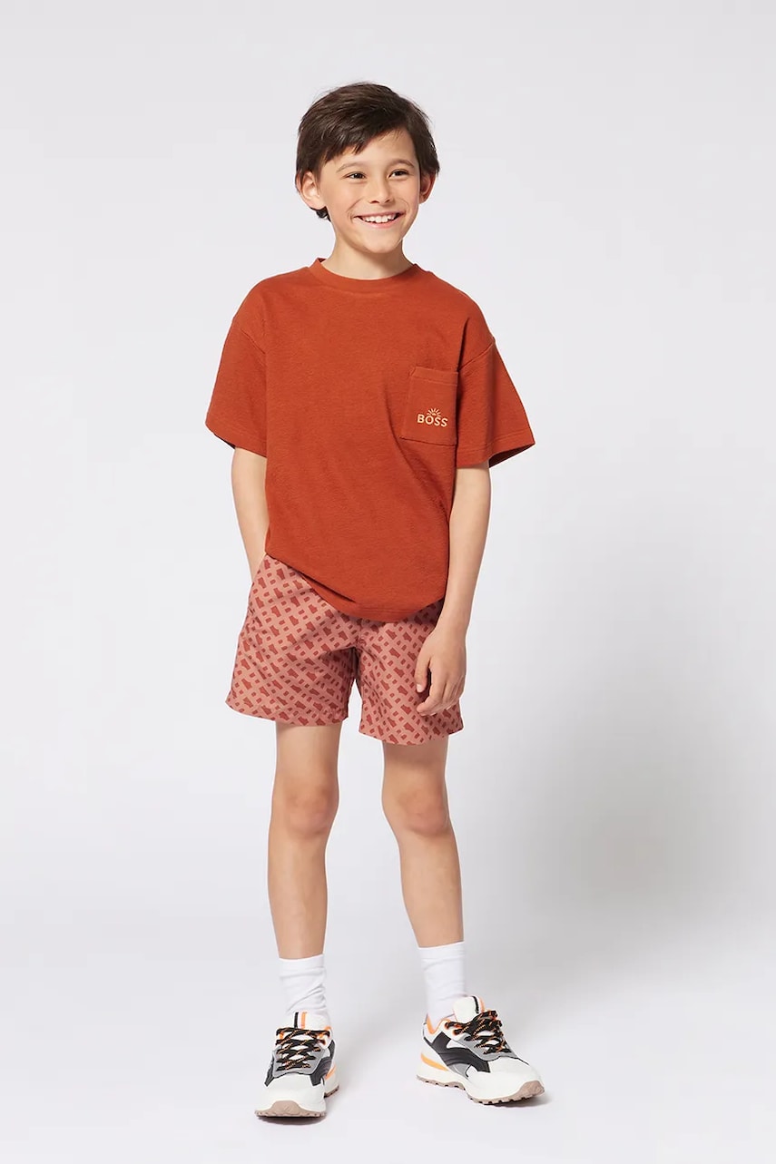 BOSS pantaloni scurti de baie copii culoarea portocaliu, J51974